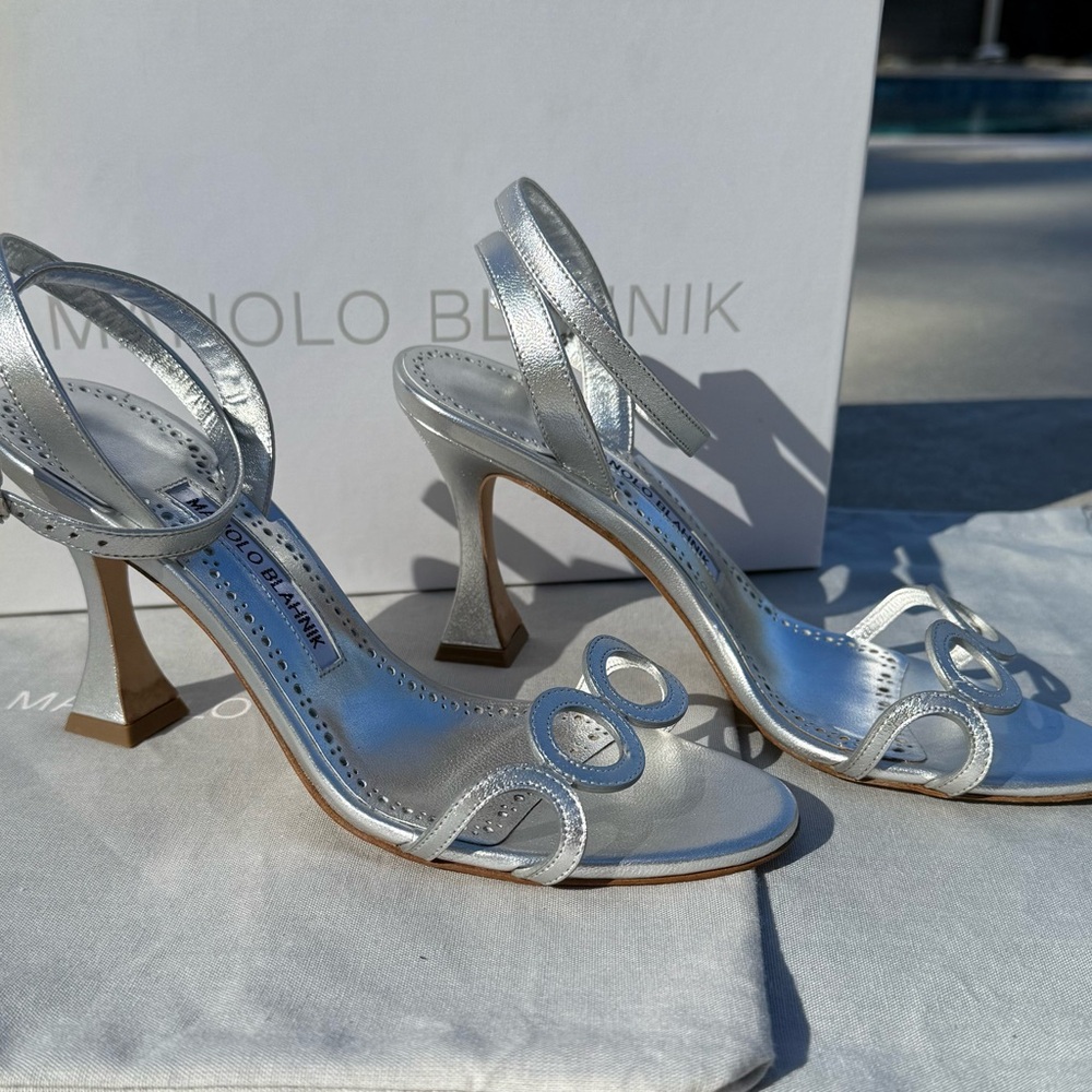 Manolo Blahnik Metallic Silver Heels - Picture 9 of 16